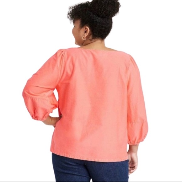Ava & Viv coral blouse with balloon sleeves - Picture 2 of 4